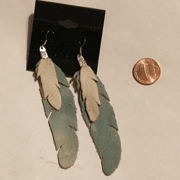 Leather Feather Earrings - Picture 1 of 1